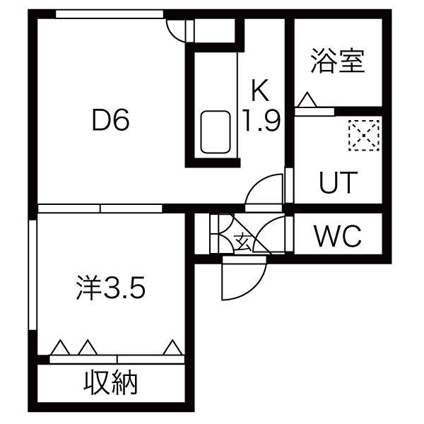 ORQUIDEA西線9条(1DK/2階)の間取り写真