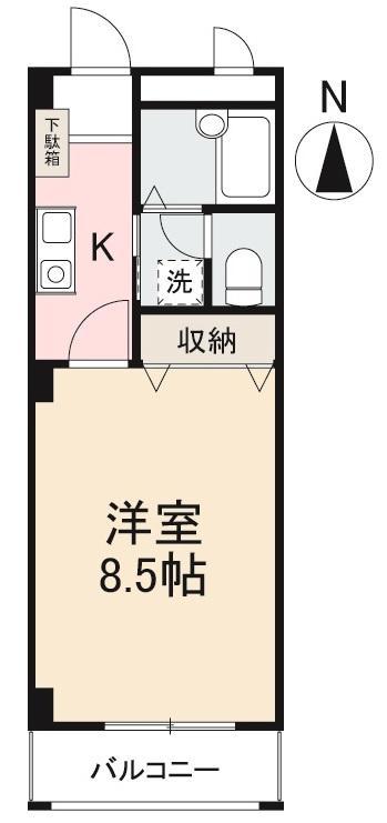 スピリア福岡町(1K/1階)の間取り写真