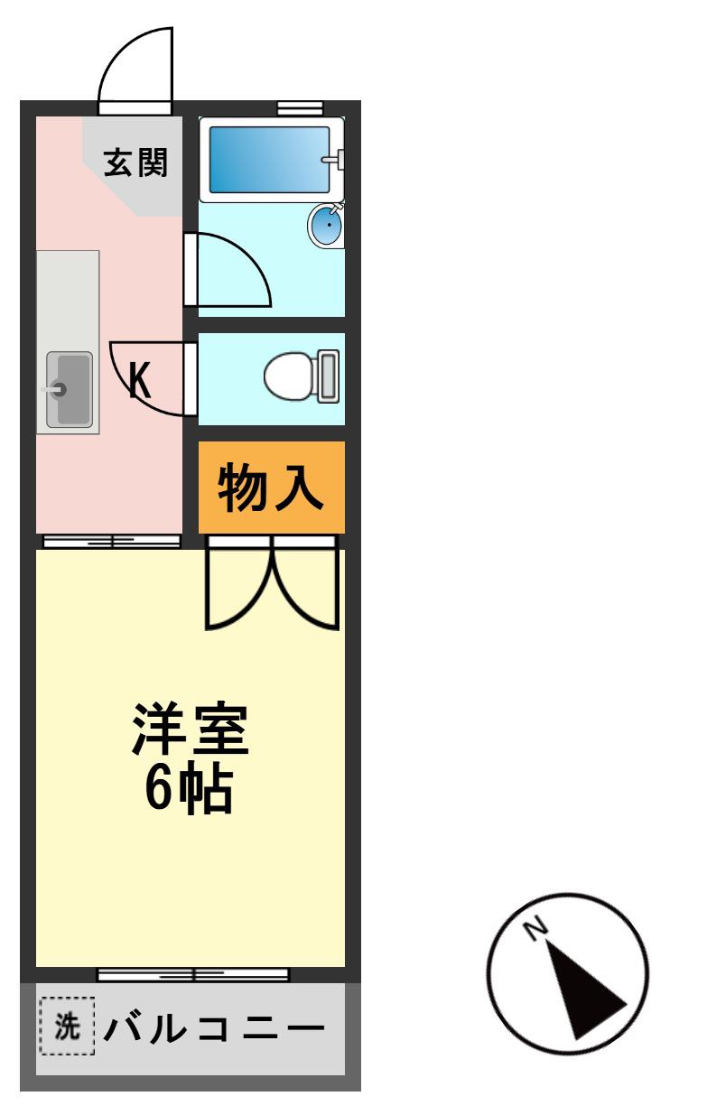 ロイヤルマンション(1K/2階)の間取り写真