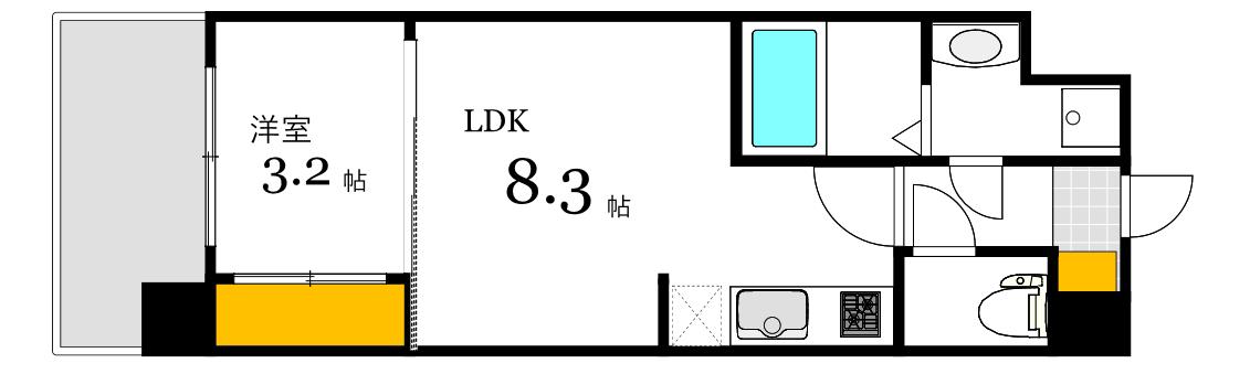 ウェンディ光町(1LDK/2階)の間取り写真
