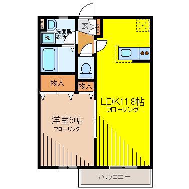 メゾン・グローリエ(1LDK/2階)の間取り写真