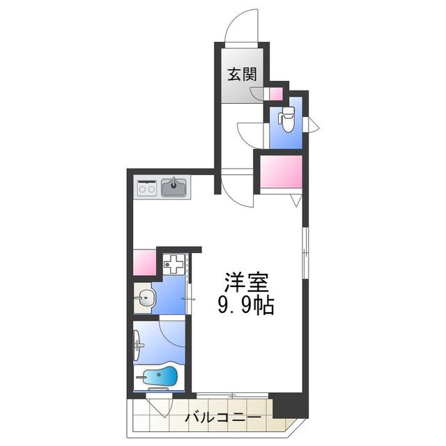 ラシーヌ阿倍野(ワンルーム/5階)の間取り写真