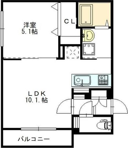 ESTOR TSUKISAMU(1LDK/2階)の間取り写真