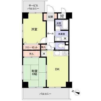 ボナール清水坂(2DK/4階)の間取り写真