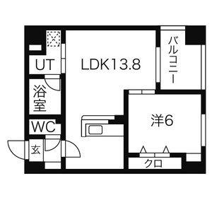 ペルテ金山(1LDK/6階)の間取り写真