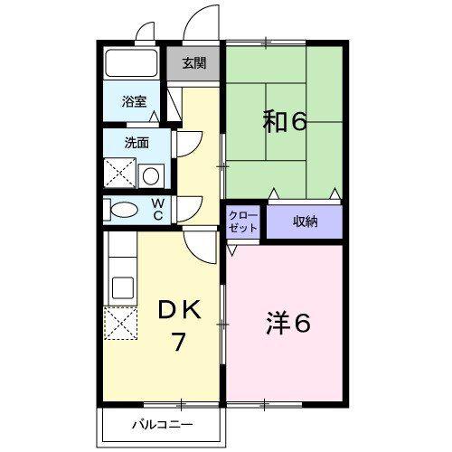 アンソレイエ(2DK/1階)の間取り写真