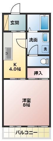 サニーパレス(1K/2階)の間取り写真