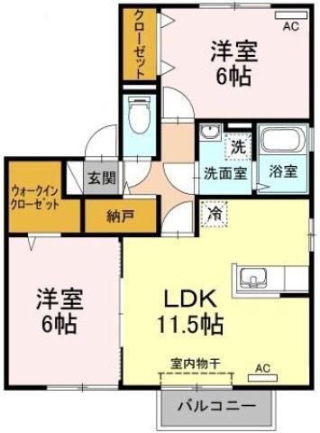 グラン・カネイ(2LDK/2階)の間取り写真
