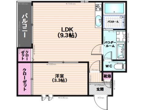 グランティックピエール大橋(1LDK/1階)の間取り写真