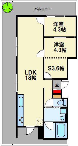 MURAづくりプロジェクト NORD(2SLDK/4階)の間取り写真