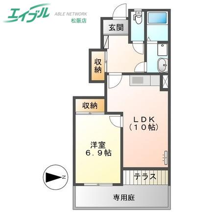 エクシードIII(1LDK/1階)の間取り写真