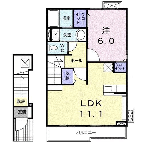 グランツ(1LDK/2階)の間取り写真