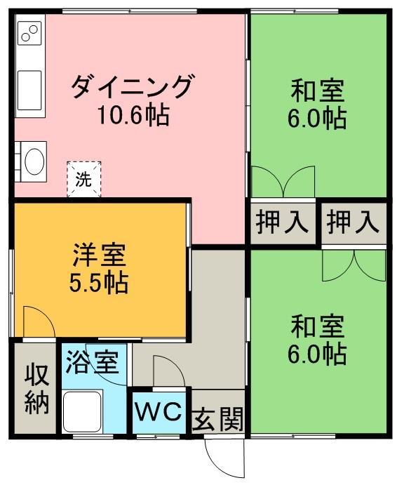 グリーンハイツ(3DK/1階)の間取り写真