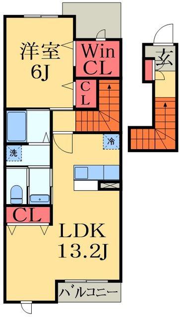 アンソレイエ(1LDK/2階)の間取り写真