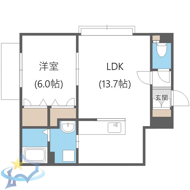 CERVINIA(1LDK/1階)の間取り写真