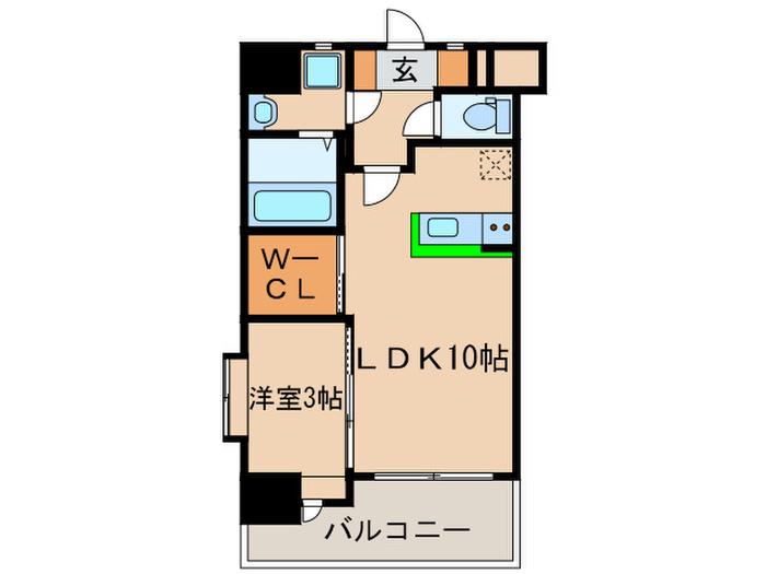 コモテリア渡辺通(1LDK/4階)の間取り写真