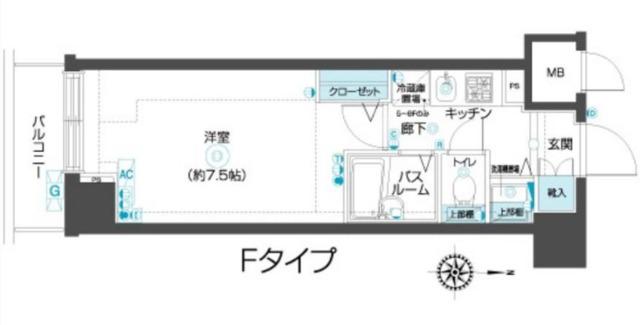 フェニックス武蔵関参番館(1K/5階)の間取り写真