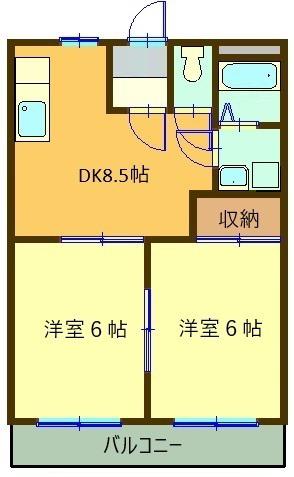 ステータス善光(2DK/1階)の間取り写真