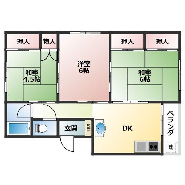 クイーンズガーデン(3DK/4階)の間取り写真