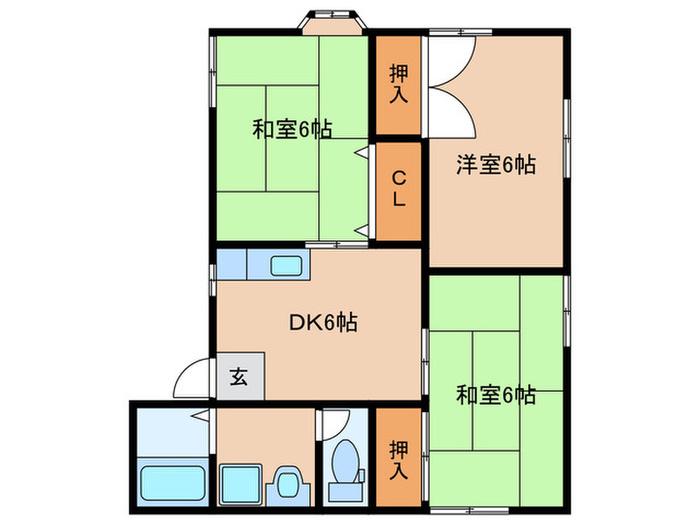 ハイツ小野(3DK/1階)の間取り写真