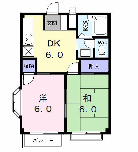 ファミールK(2DK/2階)の間取り写真