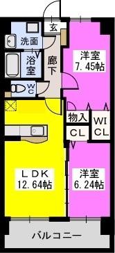 コゥジィーコート駅前通(2LDK/5階)の間取り写真