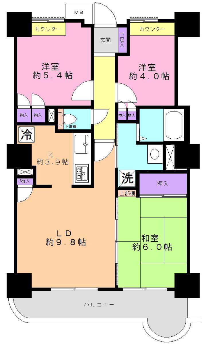 コンセールタワー所沢(3LDK/14階)の間取り写真