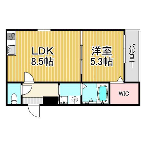 フジパレス夙川香櫨園ノース(1LDK/1階)の間取り写真