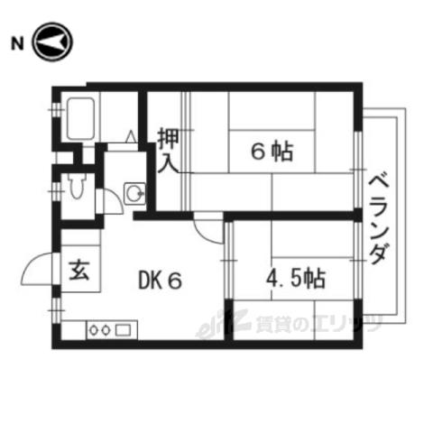 ハイツ白井B(2DK/2階)の間取り写真