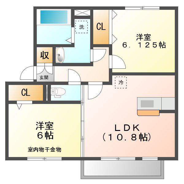 アモローサ(2LDK/1階)の間取り写真