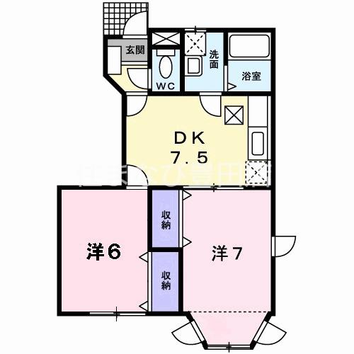 シャルマンOKA(2DK/1階)の間取り写真
