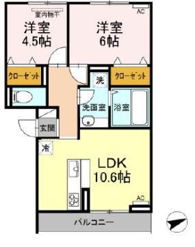 グランディオ(2LDK/3階)の間取り写真