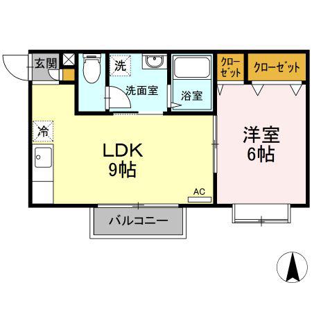パセオメルベーユ(1LDK/1階)の間取り写真