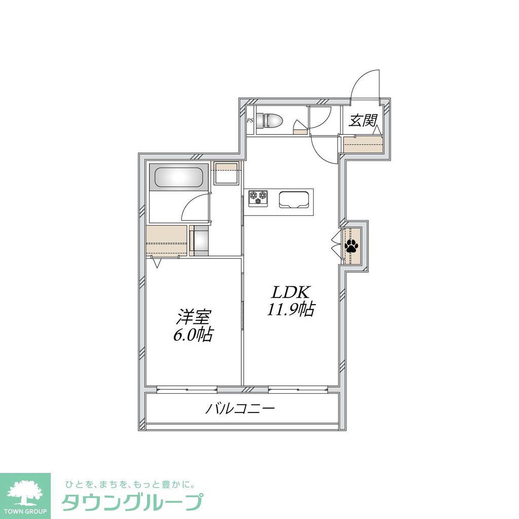 末長4丁目メゾン(1LDK/2階)の間取り写真