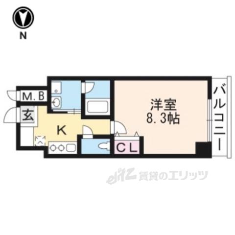 サクシード伏見京橋(1K/2階)の間取り写真