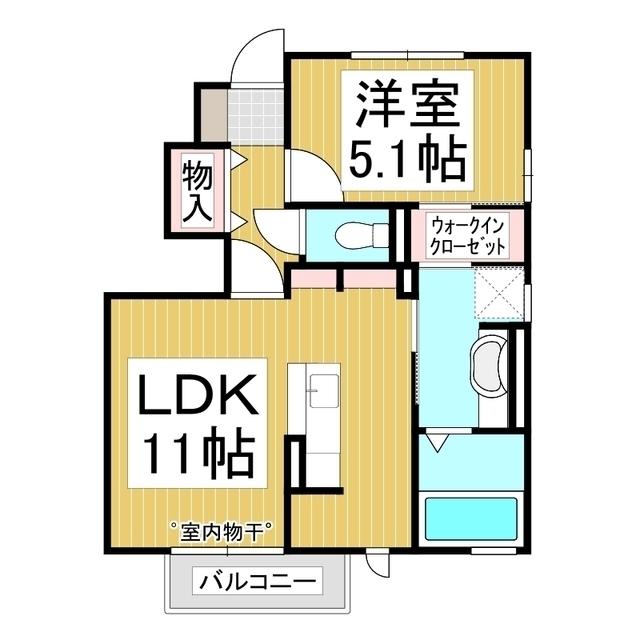 ハピネス高田 B棟(1LDK/1階)の間取り写真