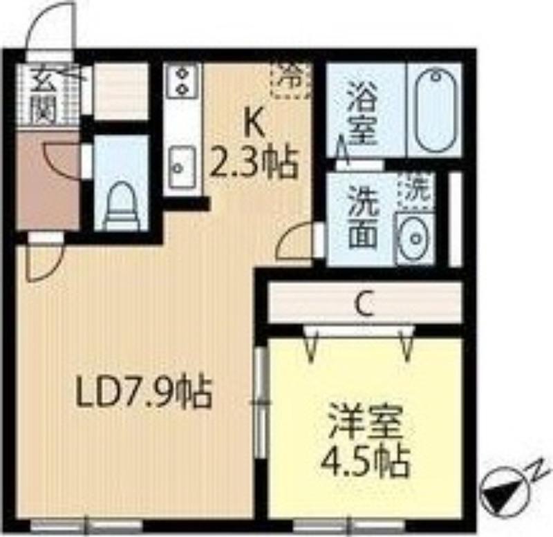 プレシェルト麻生(1LDK/1階)の間取り写真
