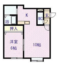 シンフォニー宮下 B棟(1LDK/1階)の間取り写真