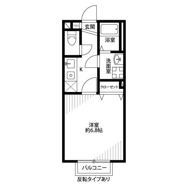 アムールSKR(1K/1階)の間取り写真