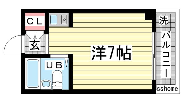 サンビレッジ北須磨(ワンルーム/3階)の間取り写真