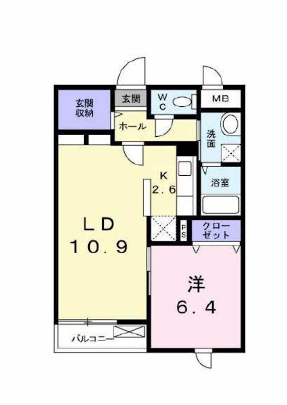 ヒルズ桜坂(1LDK/1階)の間取り写真