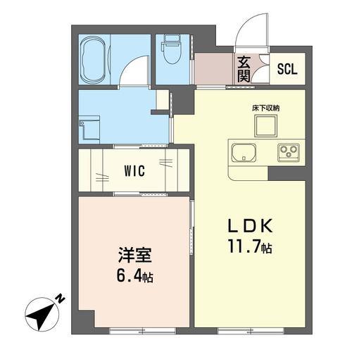 フェリシードリリア(1LDK/2階)の間取り写真
