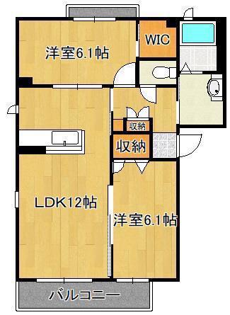 シャーメゾン朽網駅前(2LDK/2階)の間取り写真
