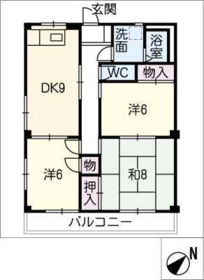 ハイツ・スプリング(3DK/1階)の間取り写真
