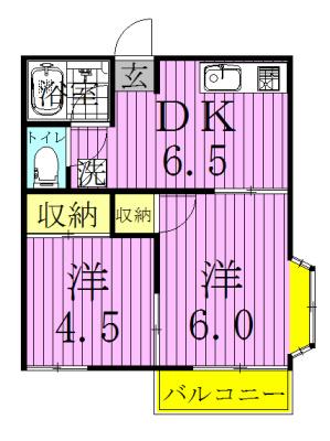 ファミーユ篠原(2DK/2階)の間取り写真