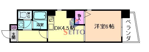 シャルマンハイム大淀(1K/5階)の間取り写真
