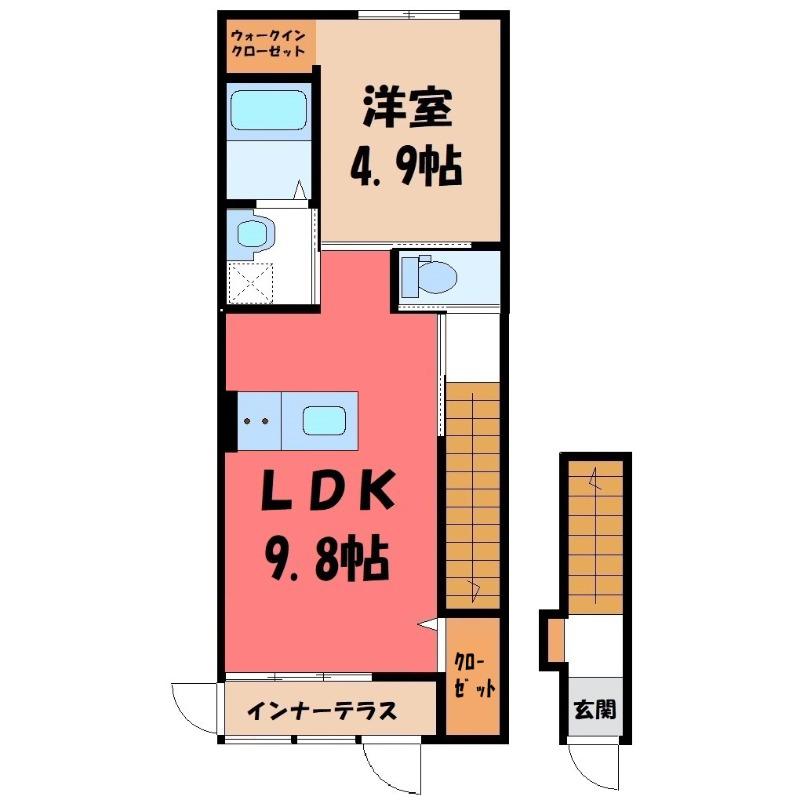 ユーパークウーノ(1LDK/2階)の間取り写真