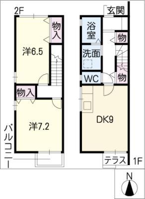ファミールM 北棟(2DK/2階)の間取り写真