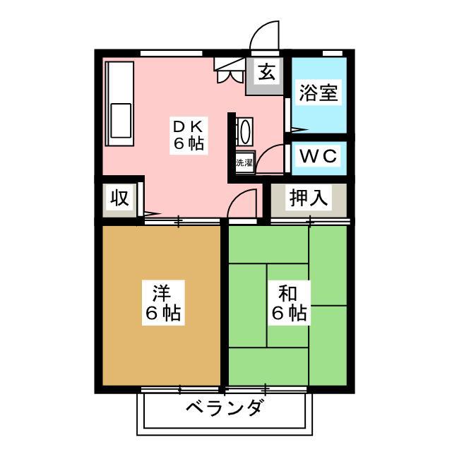 コーポベル(2DK/2階)の間取り写真