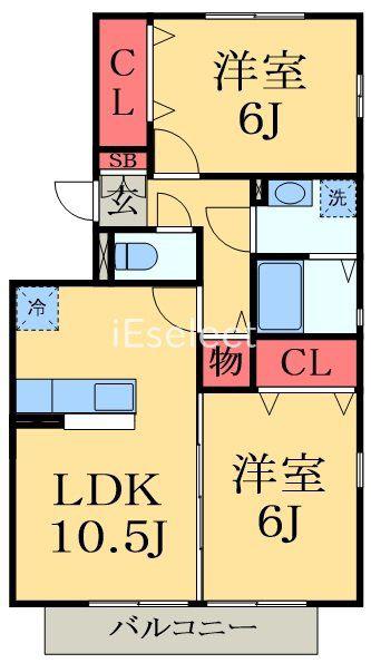 パークサイドA(2LDK/2階)の間取り写真